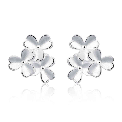 Best Gift silver earings jewelry Three flowers stud brincos de festa Personalized 176 ELY