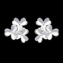 Best Gift silver earings jewelry Three flowers stud brincos de festa Personalized 176 ELY