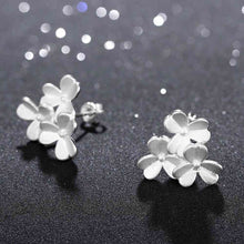 Best Gift silver earings jewelry Three flowers stud brincos de festa Personalized 176 ELY