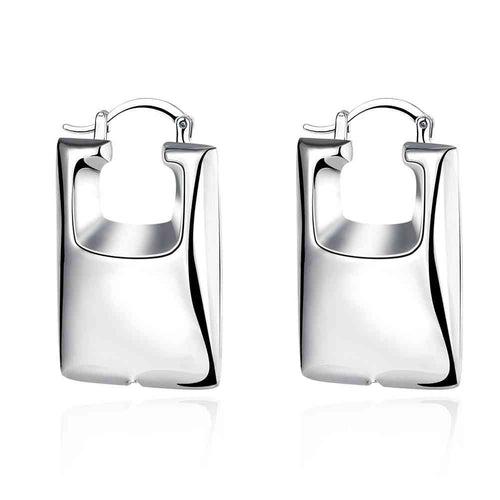 Best Gift silver earrings rectangle clip orecchini 7 9 ELY