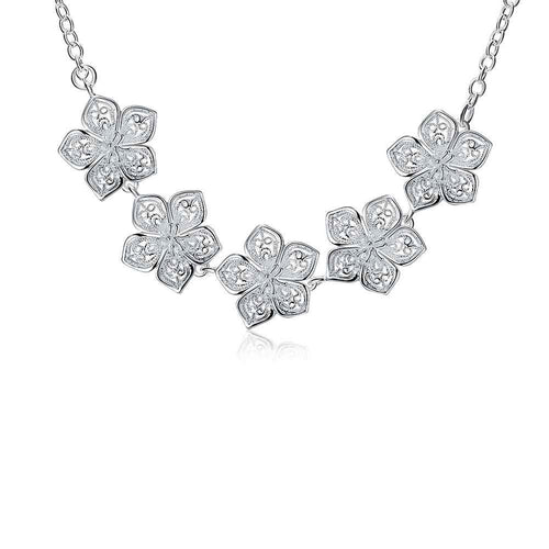 Best Gift silver necklaces Snow Flower collier femme floating charms ELY