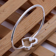 Best Gift silver friendship bangle Big and small heart women bracelet diy SMTB 18 ELY