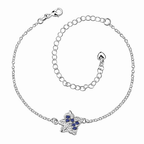 Best Gift silver-plated anklet Star shaped flowers bracelet leg sport ELY
