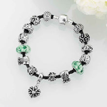 Best Gift silver plated bracelets bangles Size Round heart pendant pulseras hombre love ELY