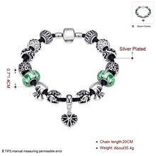 Best Gift silver plated bracelets bangles Size Round heart pendant pulseras hombre love ELY