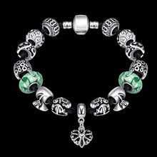 Best Gift silver plated bracelets bangles Size Round heart pendant pulseras hombre love ELY