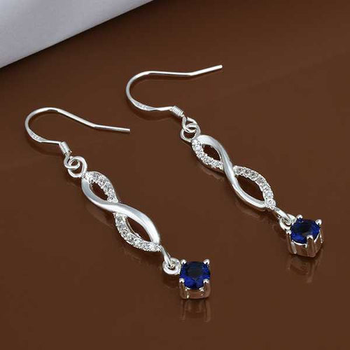 Best Gift silver plated earings Inlaid Blue Stone drop ear cuff collier plastron femme ELY