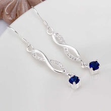 Best Gift silver plated earings Inlaid Blue Stone drop ear cuff collier plastron femme ELY