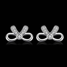 Best Gift silver plated earings Semi-hollow bow stud oorbellen jewelry display 39 ELY