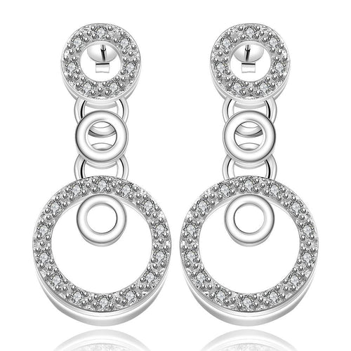 Best Gift silver plated earings jewelry Insets Multi Circle stud pendientes to us bear diy 195 ELY