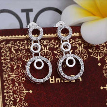 Best Gift silver plated earings jewelry Insets Multi Circle stud pendientes to us bear diy 195 ELY