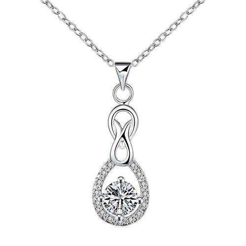 Best Gift silver plated necklaces Hanging round with insets collares mujer wedding161 ELY