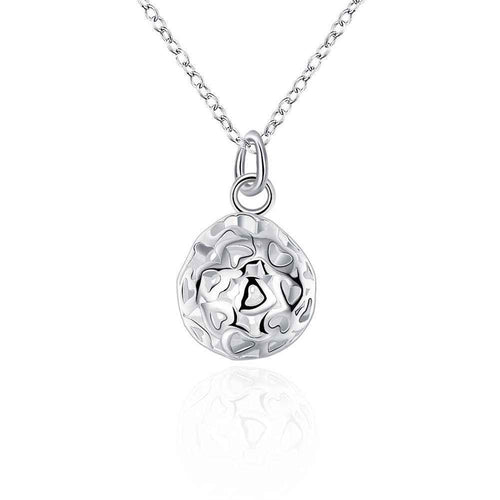 Best Gift silver plated pendant necklace Small solid ball collane charm ELY