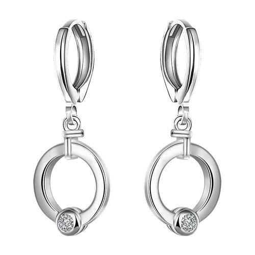 Best Gift silver plated stamp earring circle drop pendientes bear wedding jewelry 621 ELY