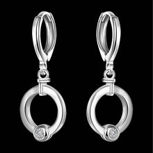 Best Gift silver plated stamp earring circle drop pendientes bear wedding jewelry 621 ELY