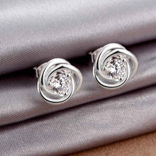 silver 925 earing Inlaid crystal rotation stud pendientes bear bijoux ELY