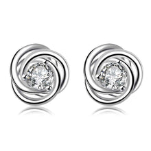 silver 925 earing Inlaid crystal rotation stud pendientes bear bijoux ELY