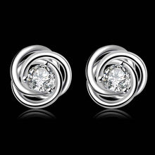 silver 925 earing Inlaid crystal rotation stud pendientes bear bijoux ELY
