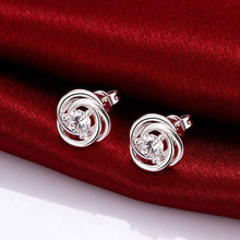 silver 925 earing Inlaid crystal rotation stud pendientes bear bijoux ELY