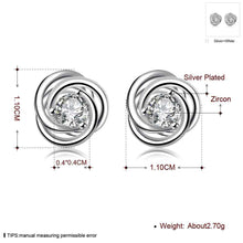 silver 925 earing Inlaid crystal rotation stud pendientes bear bijoux ELY