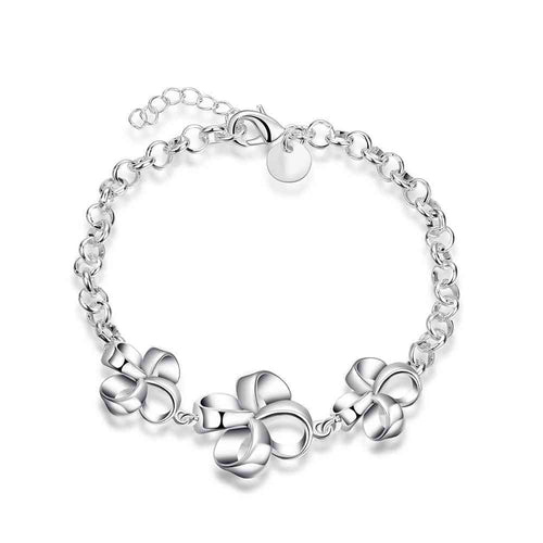 silver bracelets Three flower leaf men bracelet jewellery471 ELY