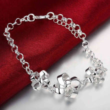 silver bracelets Three flower leaf men bracelet jewellery471 ELY