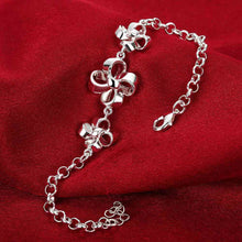 silver bracelets Three flower leaf men bracelet jewellery471 ELY