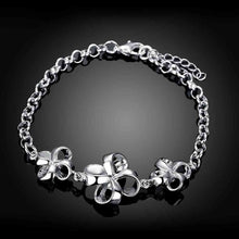 silver bracelets Three flower leaf men bracelet jewellery471 ELY