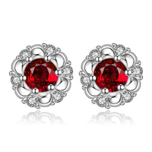 silver earings Red Stone stud cuff wedding jewelry 2 ELY