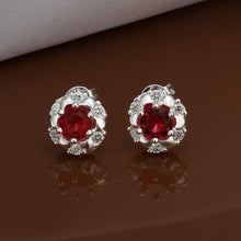 silver earings Red Stone stud cuff wedding jewelry 2 ELY