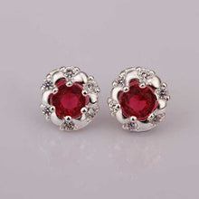 silver earings Red Stone stud cuff wedding jewelry 2 ELY