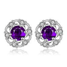 silver earings Red Stone stud cuff wedding jewelry 2 ELY