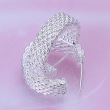 silver earrings Weaved Web stud brincos floating charms ELY