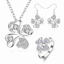 silver jewelry sets Quatrefoil Necklace+Earrings +Anklet+ R african jewelry set sport 43 ELY