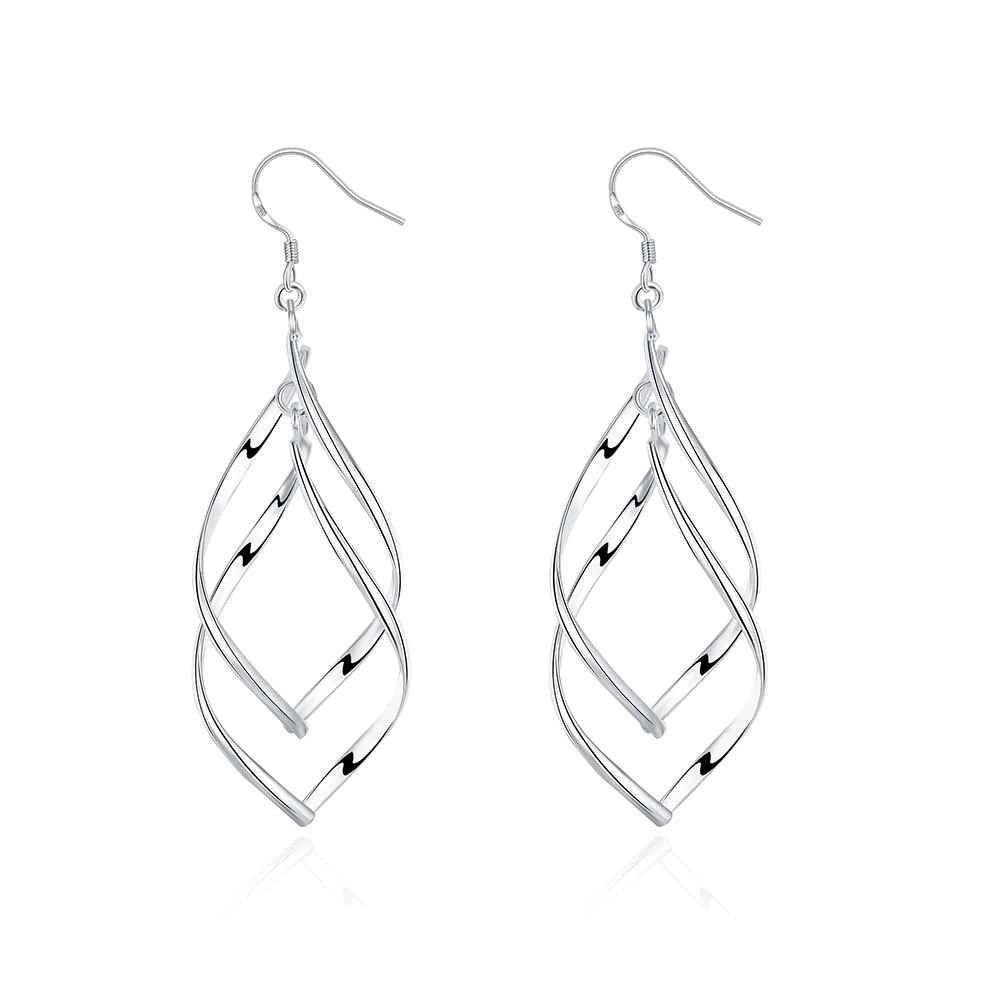 silver plated earring Double Plantain drop brinco Hand Madeball 168 ELY