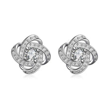 silver plated earrings Clover semi-hollow flower stud brincos de festa sport 177 ELY