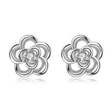 silver plated earrings Clover semi-hollow flower stud brincos de festa sport 177 ELY