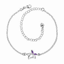 silver plated jewelry ankle bracelet Flower in full bloom leg jewelry ruby jewelry ELY
