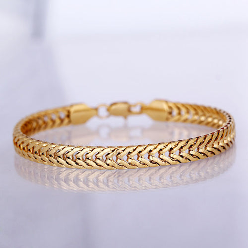 Mens Thick Solid Color 18K Gold Plated Chain Bracelets M3AO ELY