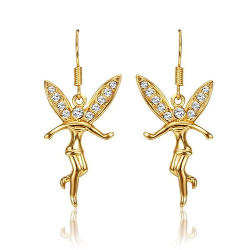 Luxurio 18K Gold Plating earrings yellow angel wing drop earrings brinco sport 145 ELY