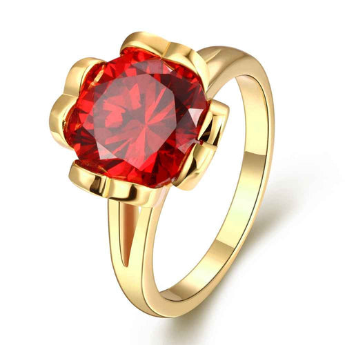 Luxurio 18K Gold Plating rings Polygon package inserts anillos bone181 ELY