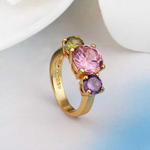 Luxurio 18k gold plated Engagement rings violetta green bre anillo bijoux155 ELY