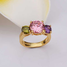 Luxurio 18k gold plated Engagement rings violetta green bre anillo bijoux155 ELY