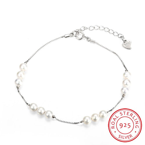 Luxurio 925 silver charm bracelet 4 rows of beads pulseira bone STVH 12 ELY