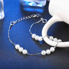 Luxurio 925 silver charm bracelet 4 rows of beads pulseira bone STVH 12 ELY