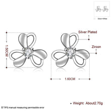 Luxurio de plata 925 earring Clover semi-hollow flower stud ear cuff charm ELY