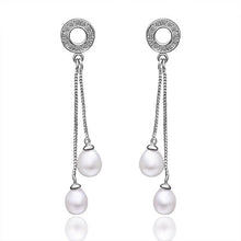 Luxurio silver earing beads line imitation pearl stud oorbellen bijoux women 265 ELY