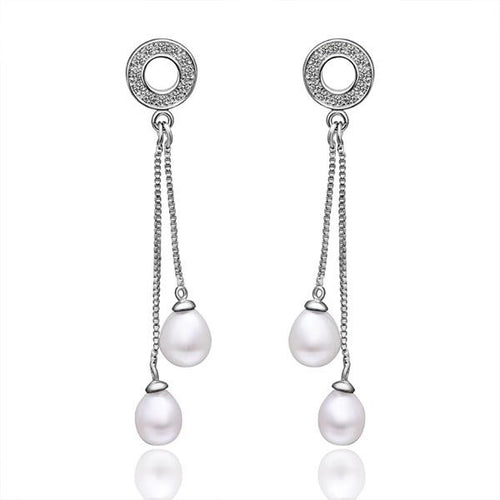 Luxurio silver earing beads line imitation pearl stud oorbellen bijoux women 265 ELY