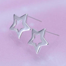 Luxurio silver earrings Hollow Star stud pendientes Costume Jewellery 168 ELY