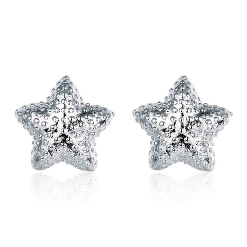 Luxurio silver earrings Hollow Star stud pendientes Costume Jewellery 168 ELY
